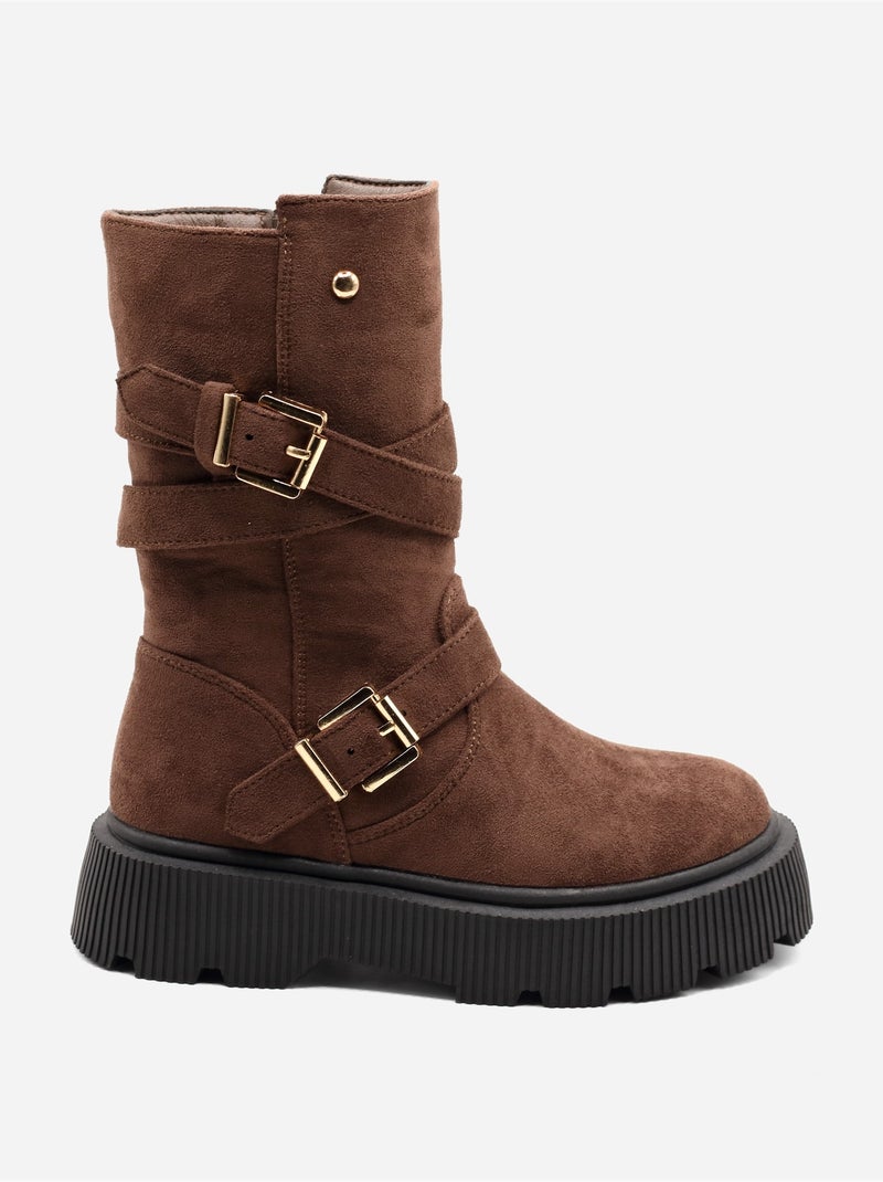 Bottines à zip Marron - Kiabi