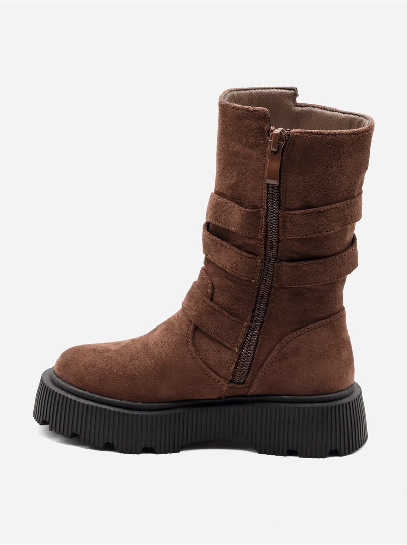 Bottines à zip Marron - Kiabi