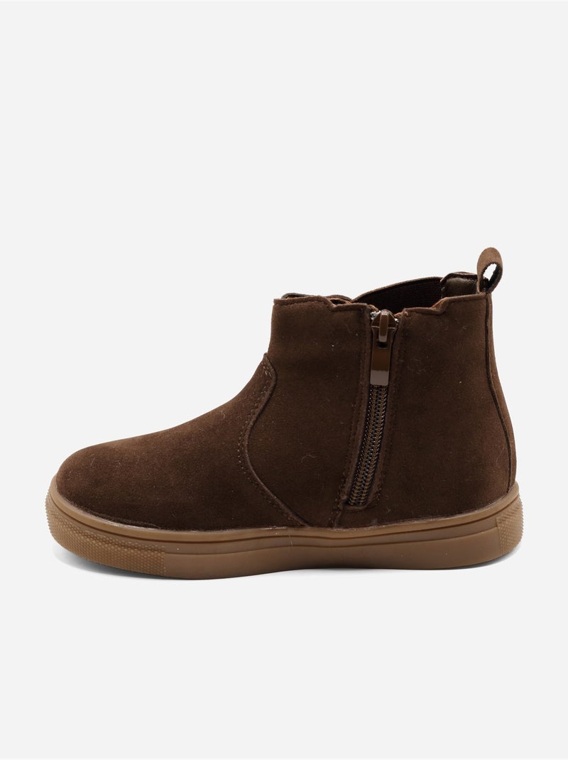Bottines à zip Marron - Kiabi