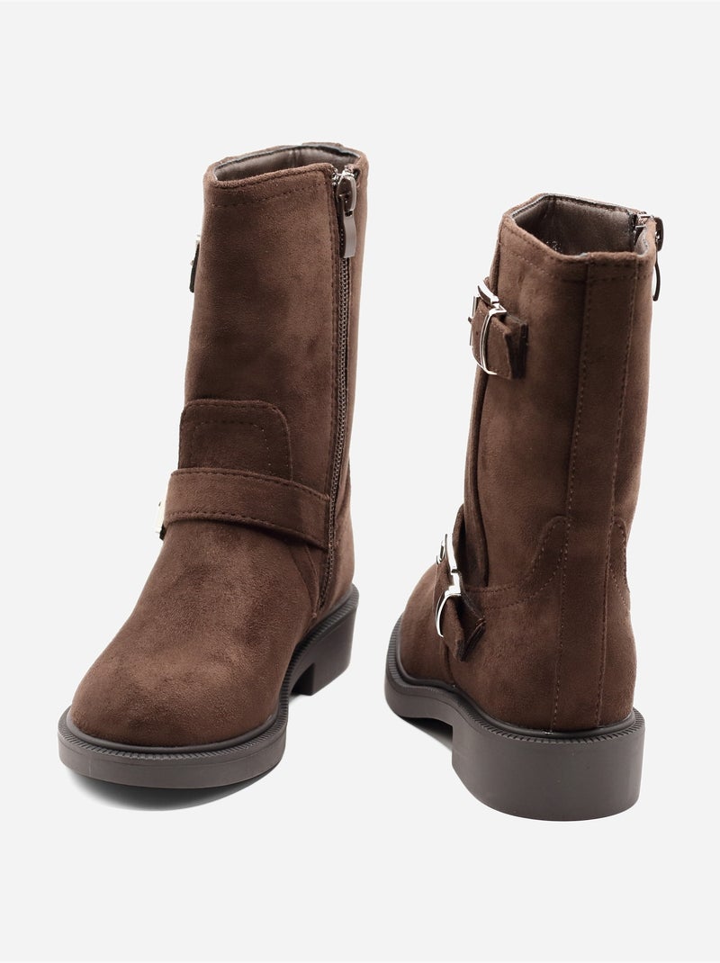 Bottines à zip Marron - Kiabi