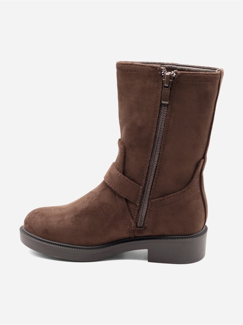 Bottines à zip Marron - Kiabi