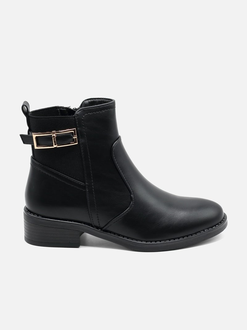 Bottines à zip Noir - Kiabi