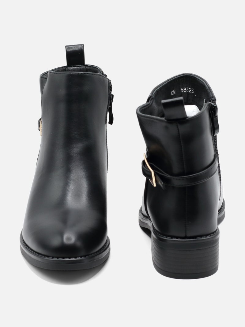 Bottines à zip Noir - Kiabi