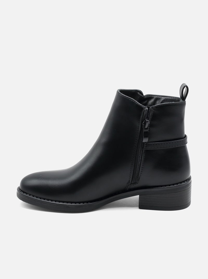 Bottines à zip Noir - Kiabi
