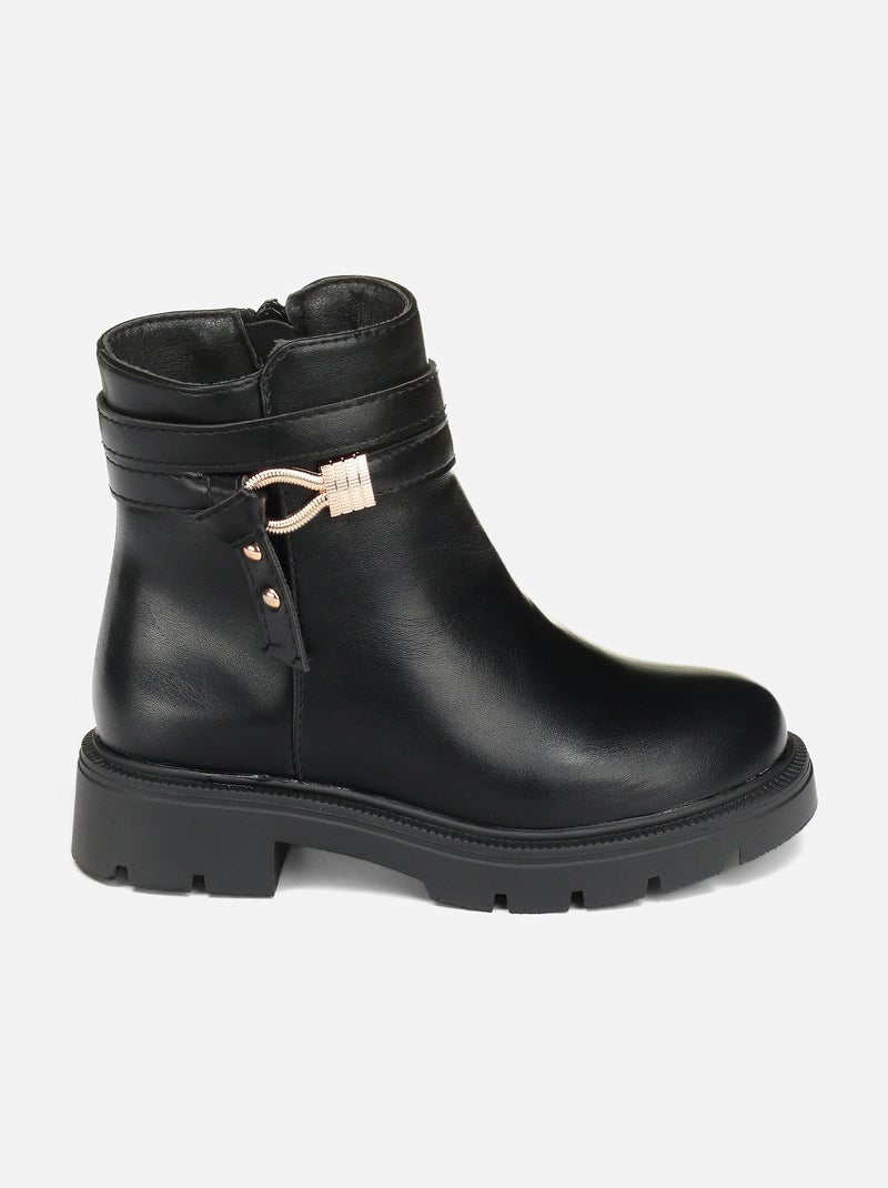 Bottines à zip Noir - Kiabi