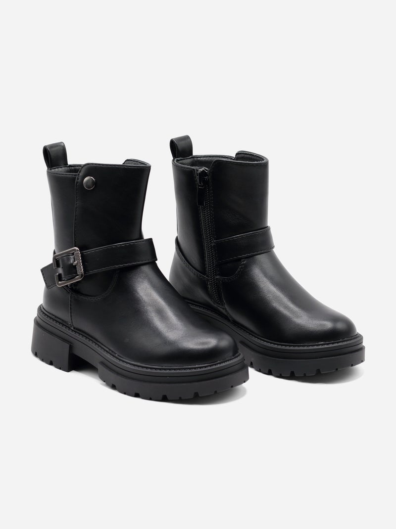 Bottines à zip Noir - Kiabi
