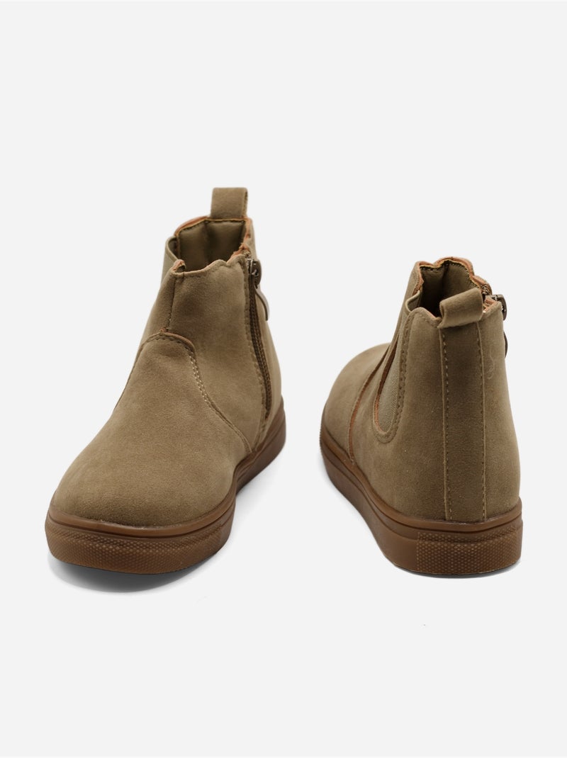 Bottines à zip Taupe - Kiabi