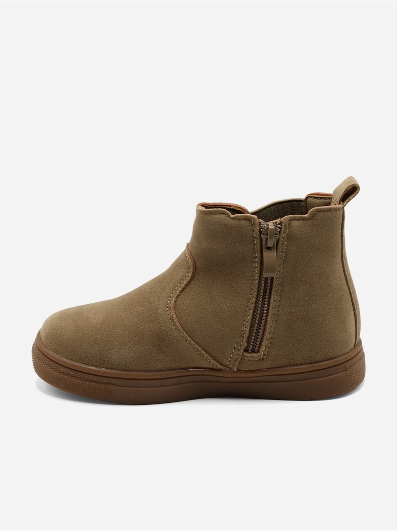 Bottines à zip Taupe - Kiabi