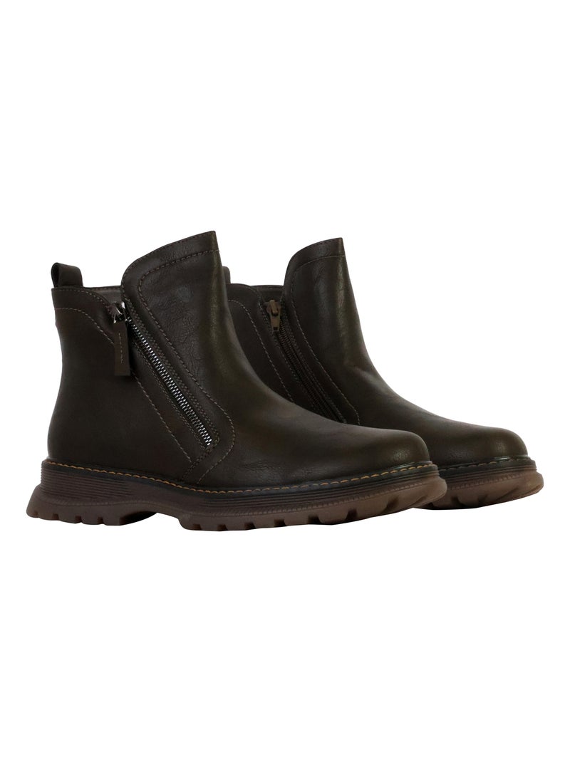 Bottines à Zip The Divine Factory Kaki - Kiabi