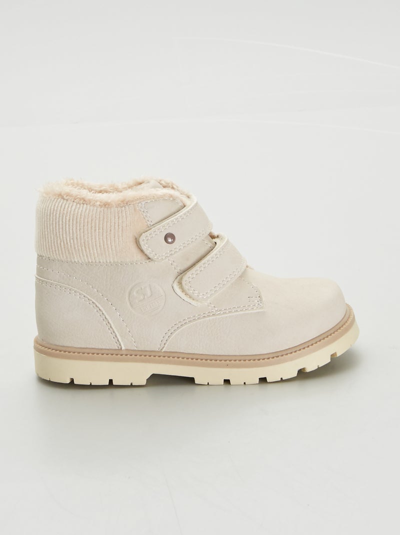 Bottines avec double scratchs Beige - Kiabi