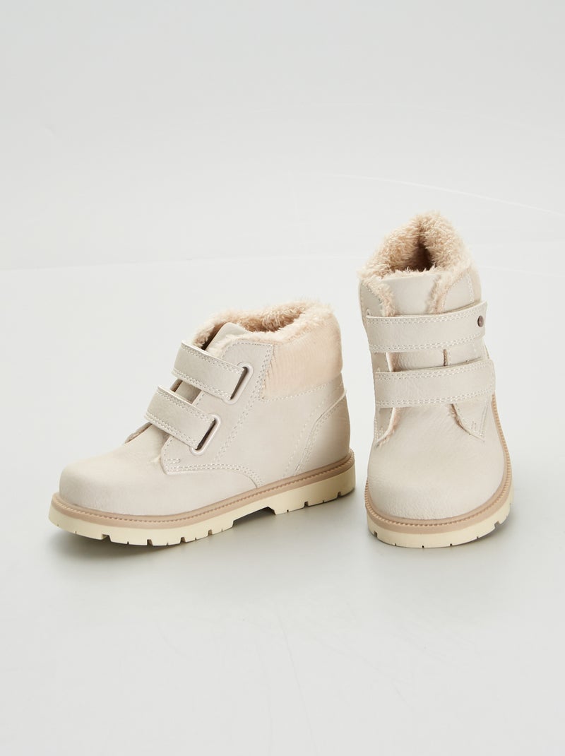 Bottines avec double scratchs Beige - Kiabi