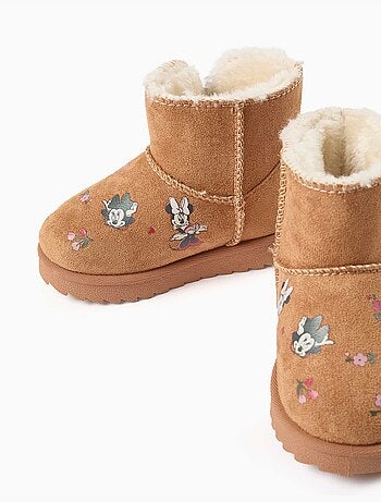 Bottines avec doublure en peluche douce synthétique et imprimés minnie