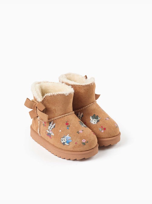 Bottines avec doublure en peluche douce synthétique et imprimés minnie - Kiabi Bottines avec doublure en peluche douce synthétique et imprimés minnie - Kiabi