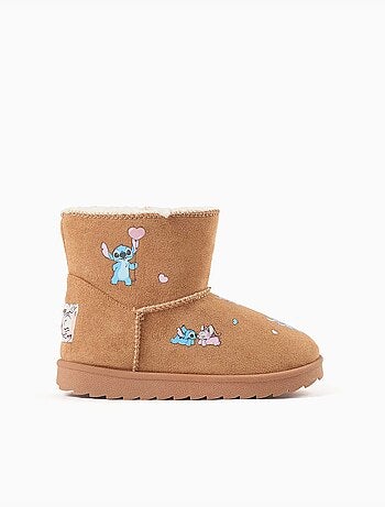 Bottines avec doublure en peluche douce synthétique et imprimés stitch