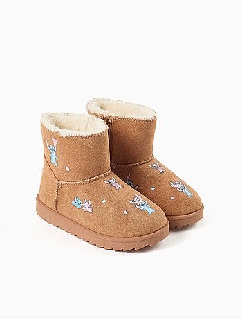 Bottines avec doublure en peluche douce synthétique et imprimés stitch