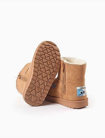 Bottines avec doublure en peluche douce synthétique et imprimés stitch