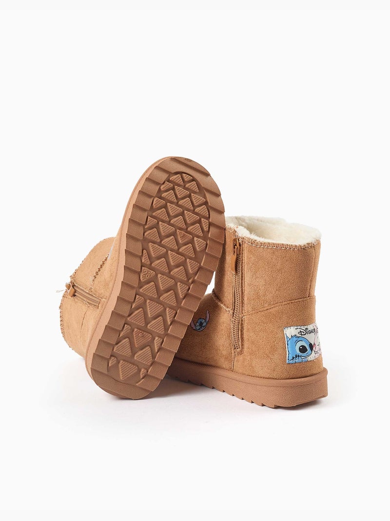 Bottines avec doublure en peluche douce synthétique et imprimés stitch Beige foncé - Kiabi