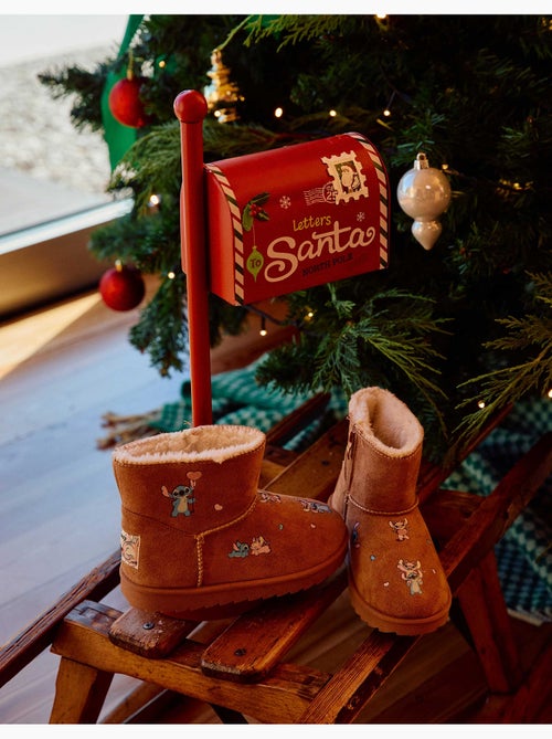Bottines avec doublure en peluche douce synthétique et imprimés stitch - Kiabi