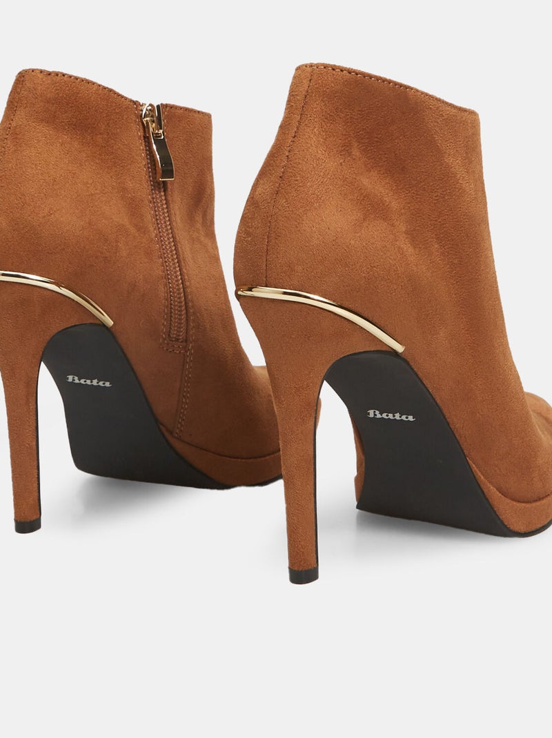 Bottines avec effet cuir velours et talon stiletto BATA Marron - Kiabi
