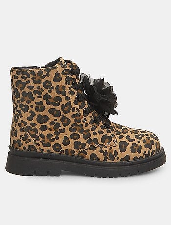 Bottines avec imprimé animalier et fleur