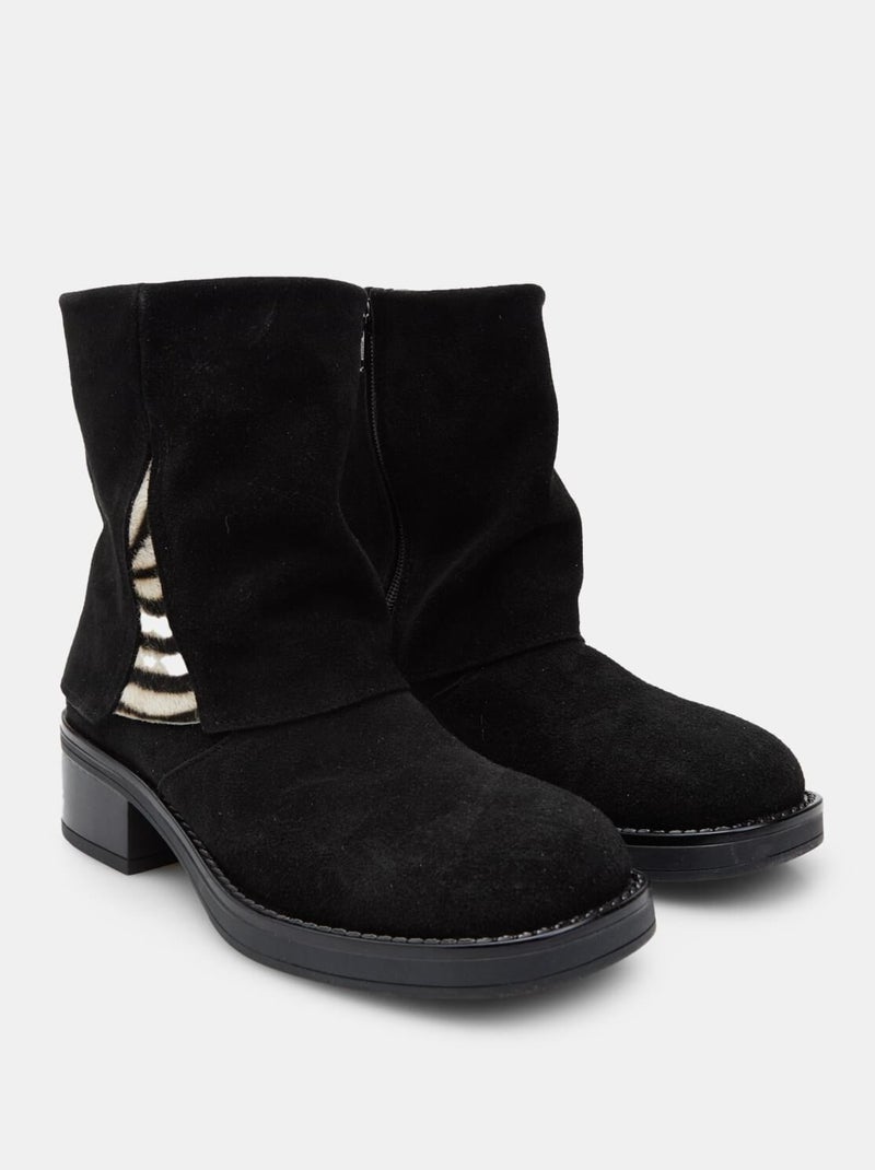 Bottines avec insert en poney BATA Noir - Kiabi