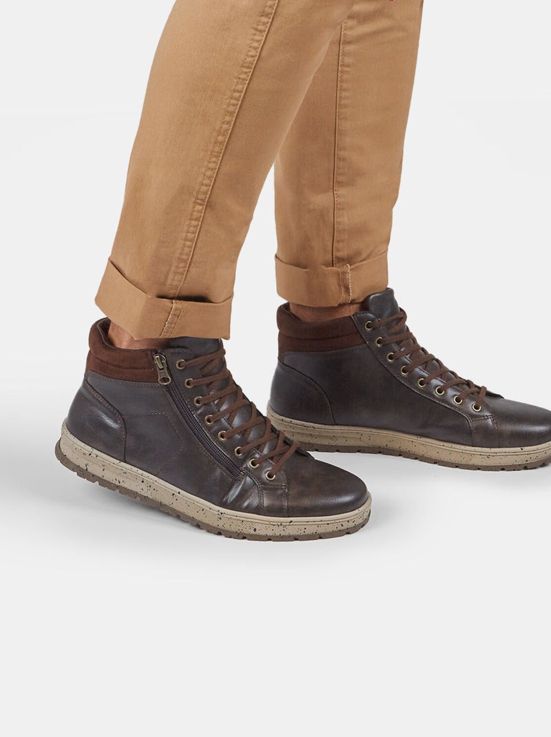 Bottines avec lacets et fermeture éclair BATA Marron - Kiabi