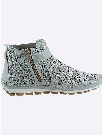 Bottines à motif ajouré avec glissière et semelle en cuir - Taille standard - Witt