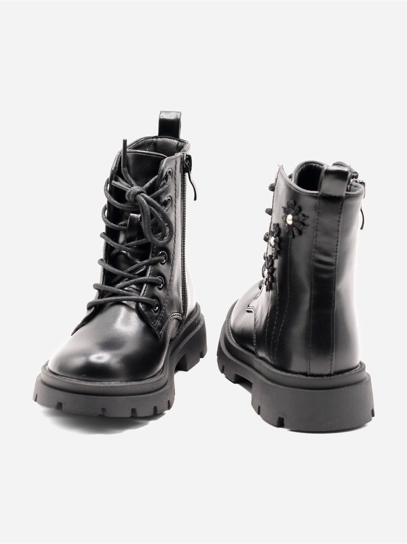 Bottines avec motifs décoratif Noir - Kiabi