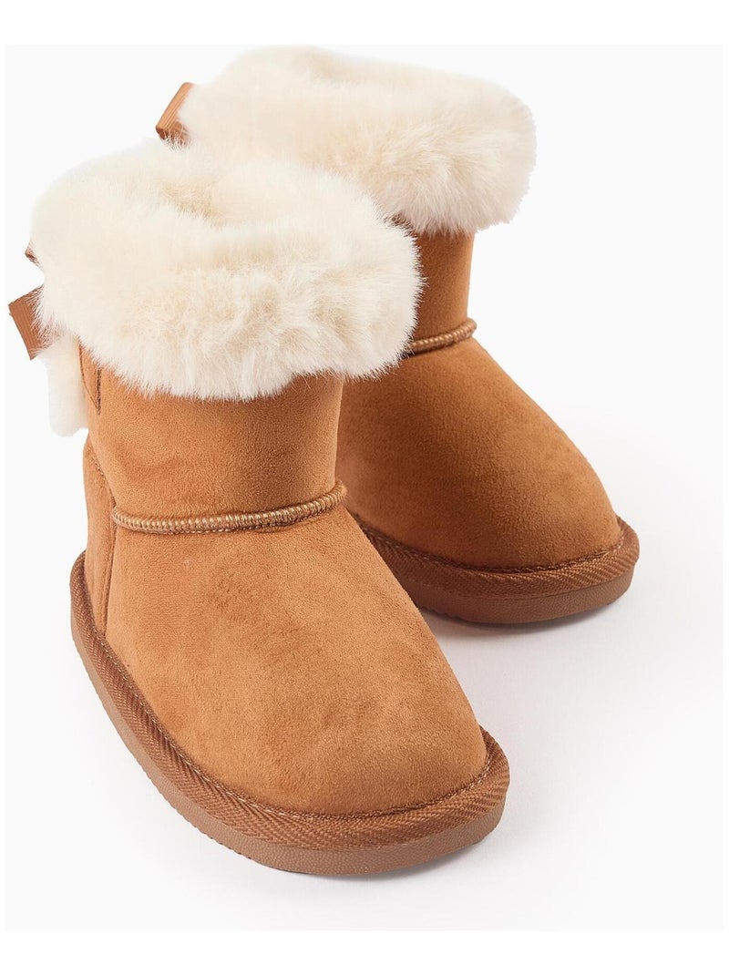 Bottines avec nœud, doublure en fausse fourrure NOËL Beige foncé - Kiabi