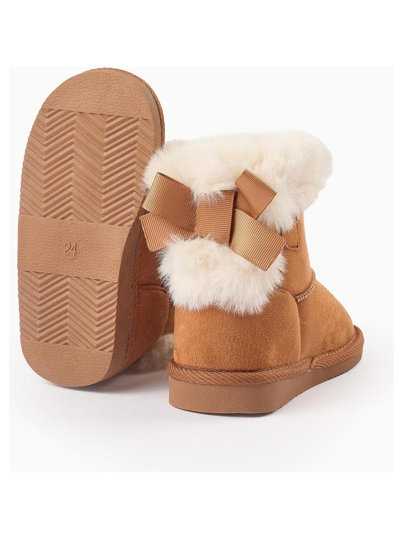 Bottines avec nœud, doublure en fausse fourrure NOËL Beige foncé - Kiabi