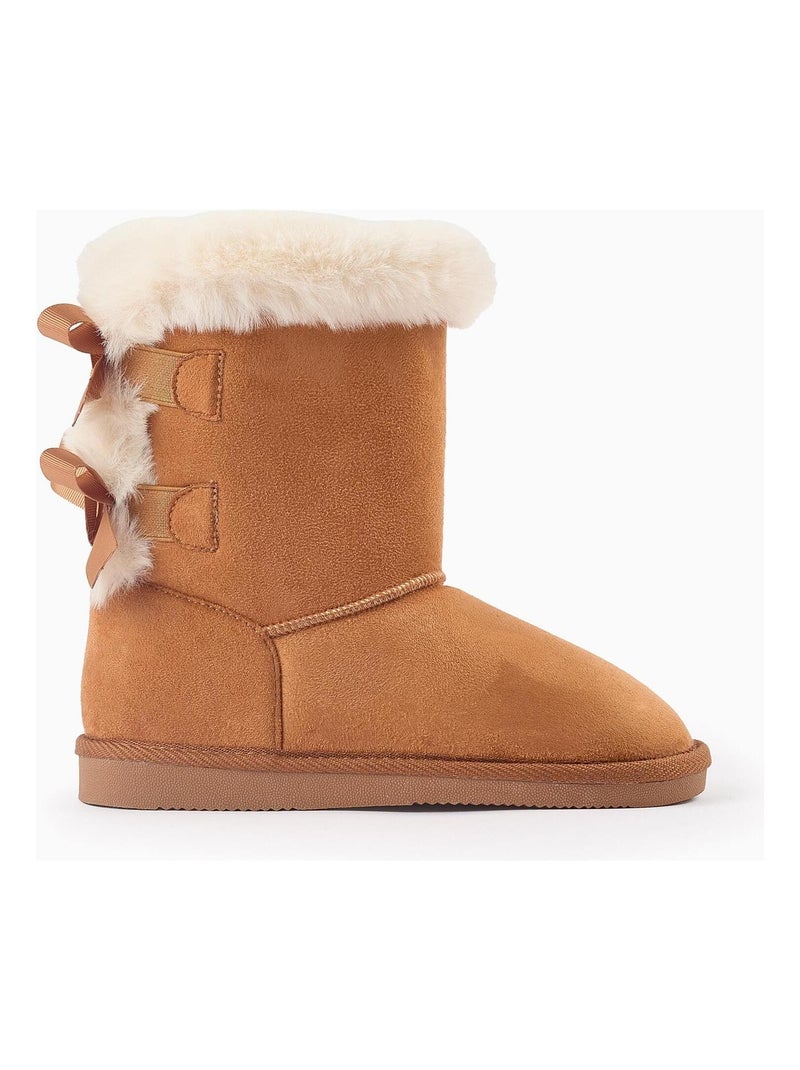 Bottines avec nœuds, doublure en fausse fourrure NOVEAUX NATURE Camel - Kiabi