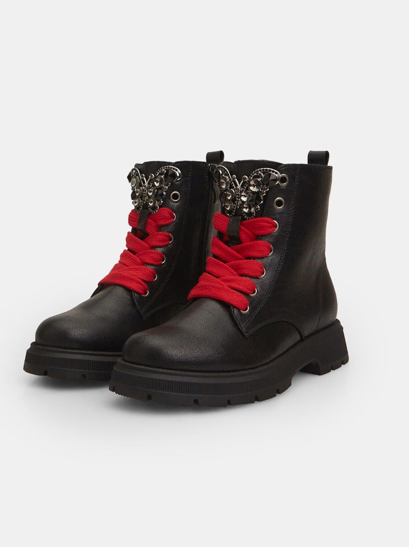 Bottines avec papillon bijou BATA Noir - Kiabi