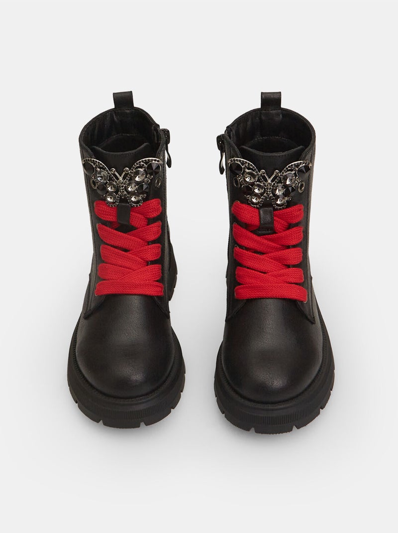 Bottines avec papillon bijou BATA Noir - Kiabi