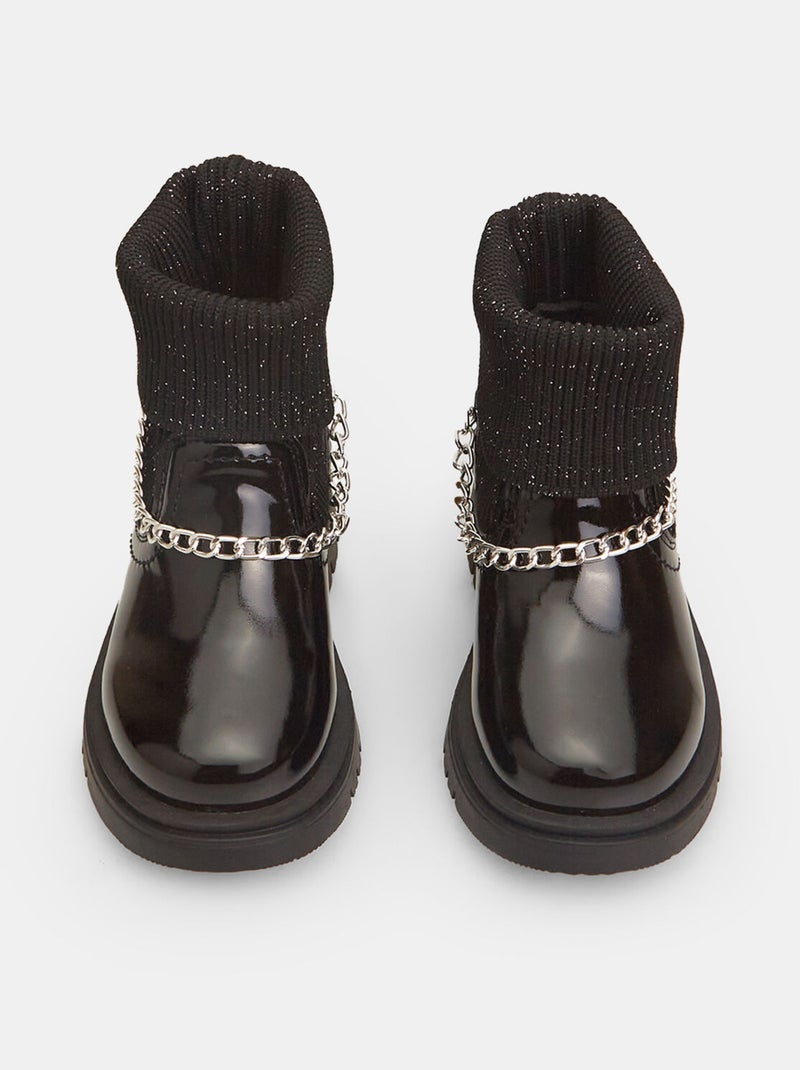 Bottines avec partie en maille et chaîne BUBBLEGUMMERS Noir - Kiabi