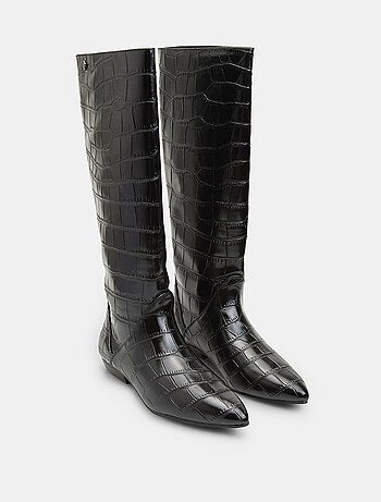 Bottines avec revers en teddy et semelle épaisse