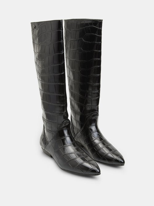 Bottines  avec revers en teddy et semelle épaisse - Kiabi