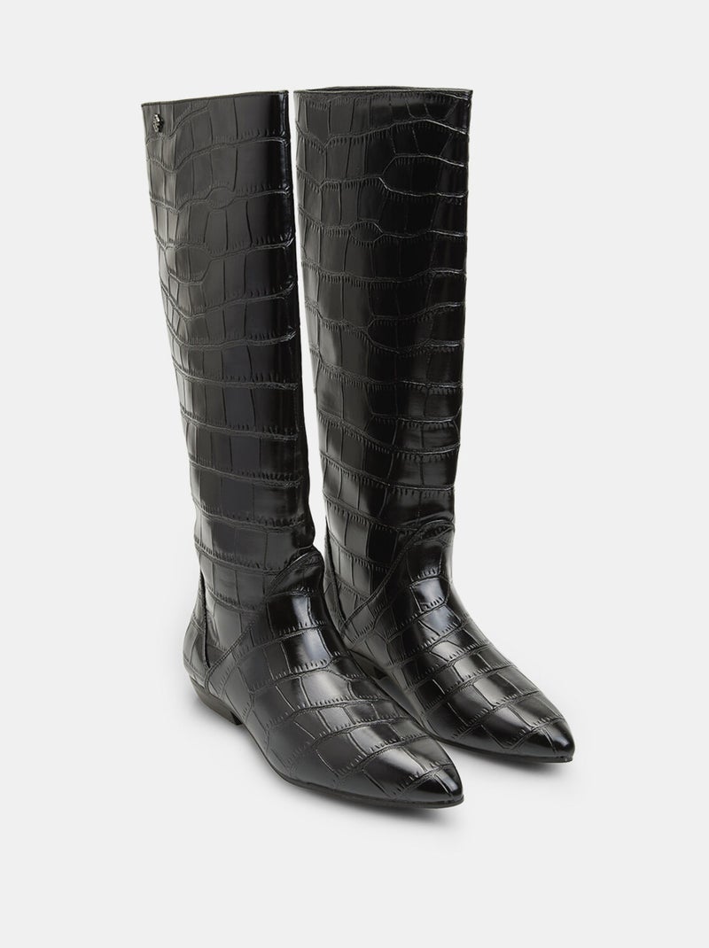Bottines  avec revers en teddy et semelle épaisse Noir - Kiabi