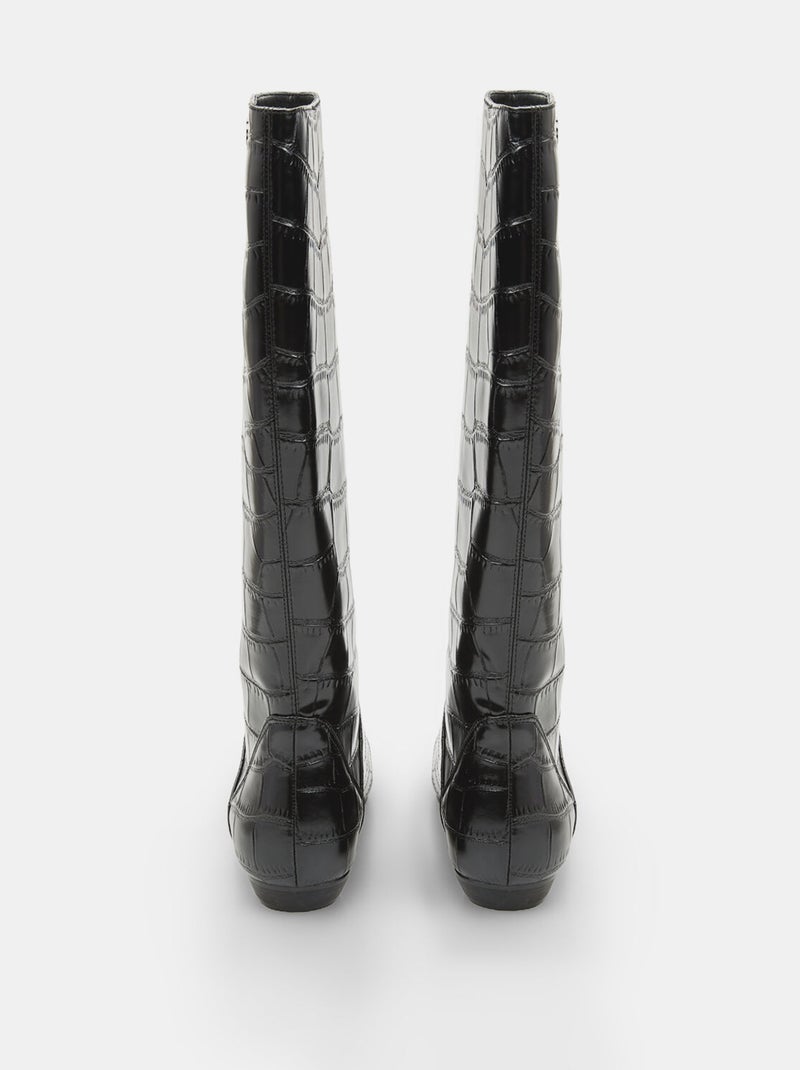 Bottines  avec revers en teddy et semelle épaisse Noir - Kiabi