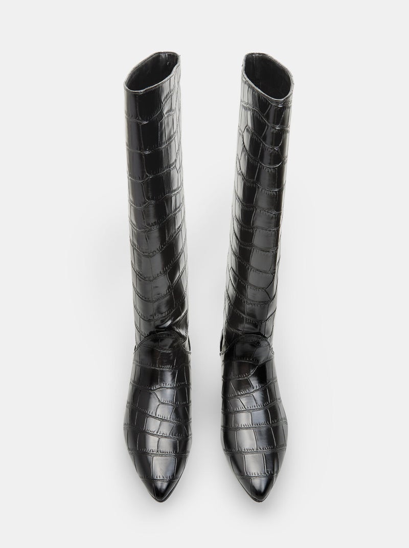 Bottines  avec revers en teddy et semelle épaisse Noir - Kiabi