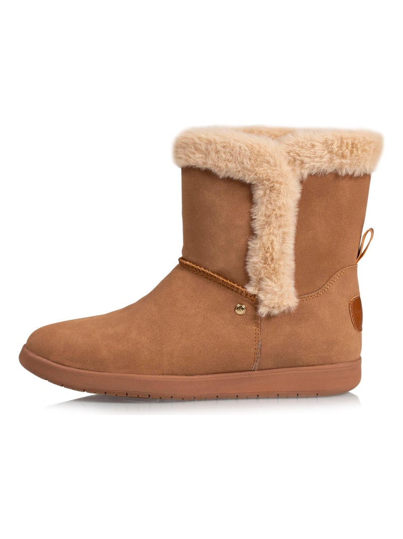 Bottines avec revers fourré, semelle mousse à mémoire de forme  Isotoner Camel - Kiabi