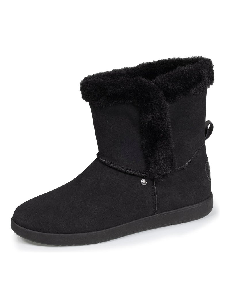 Bottines avec revers fourré, semelle mousse à mémoire de forme  Isotoner Noir - Kiabi