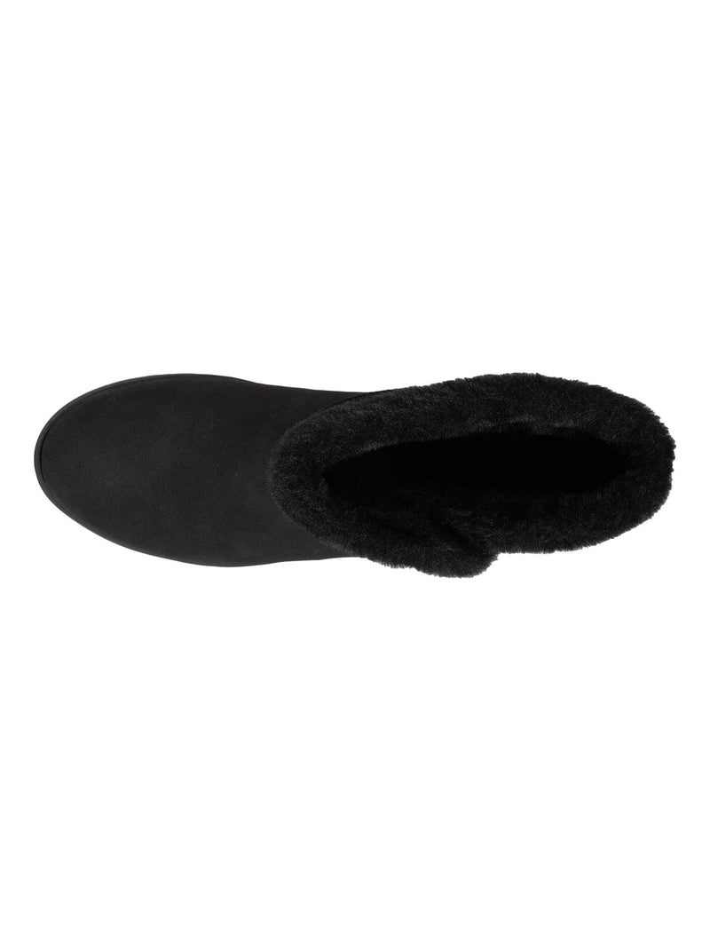 Bottines avec revers fourré, semelle mousse à mémoire de forme  Isotoner Noir - Kiabi
