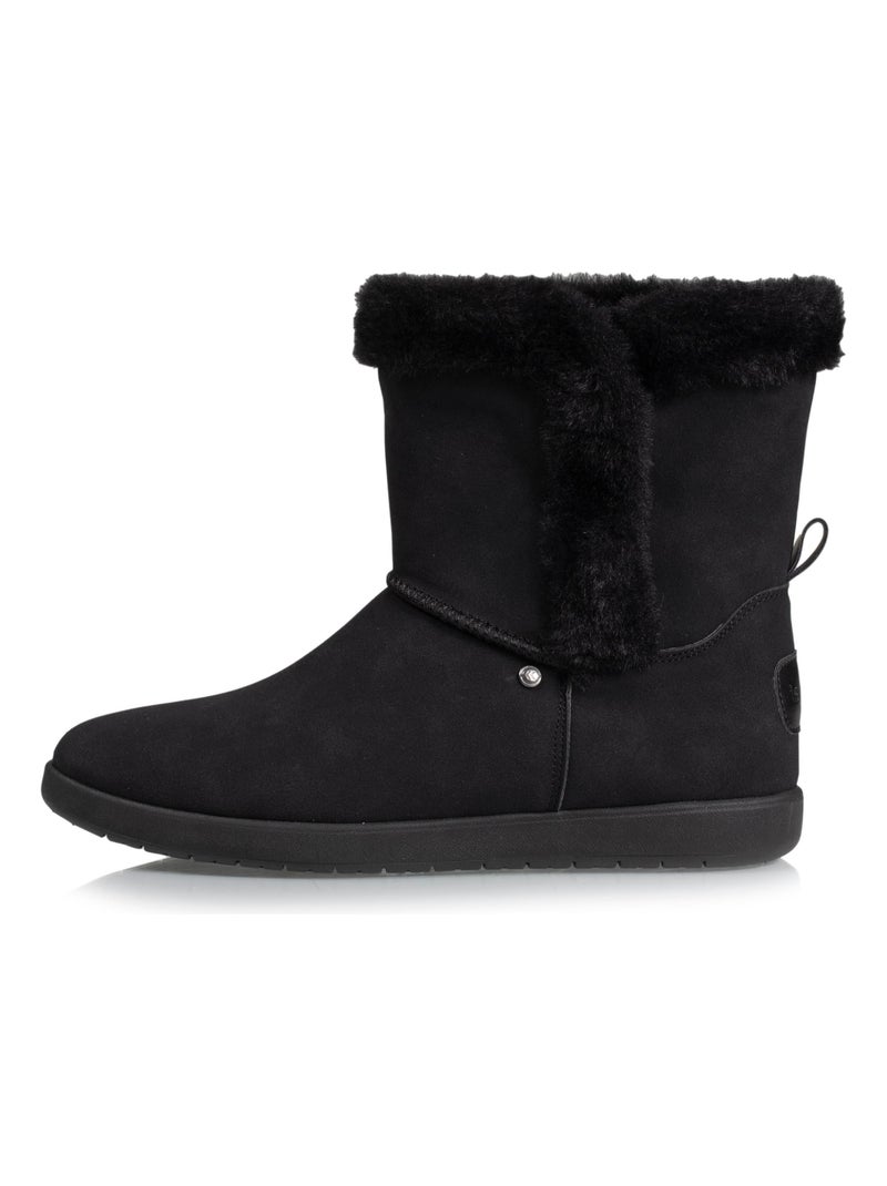Bottines avec revers fourré, semelle mousse à mémoire de forme  Isotoner Noir - Kiabi