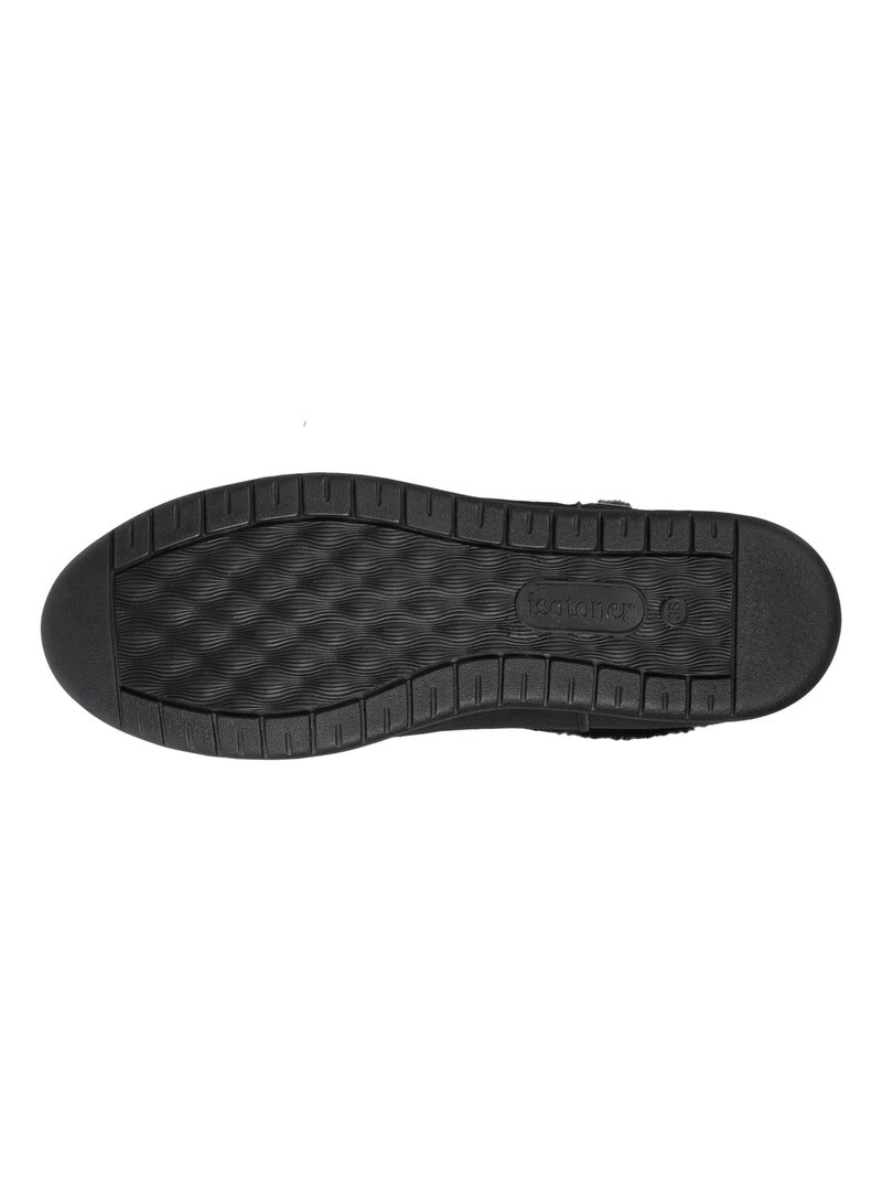 Bottines avec revers fourré, semelle mousse à mémoire de forme  Isotoner Noir - Kiabi
