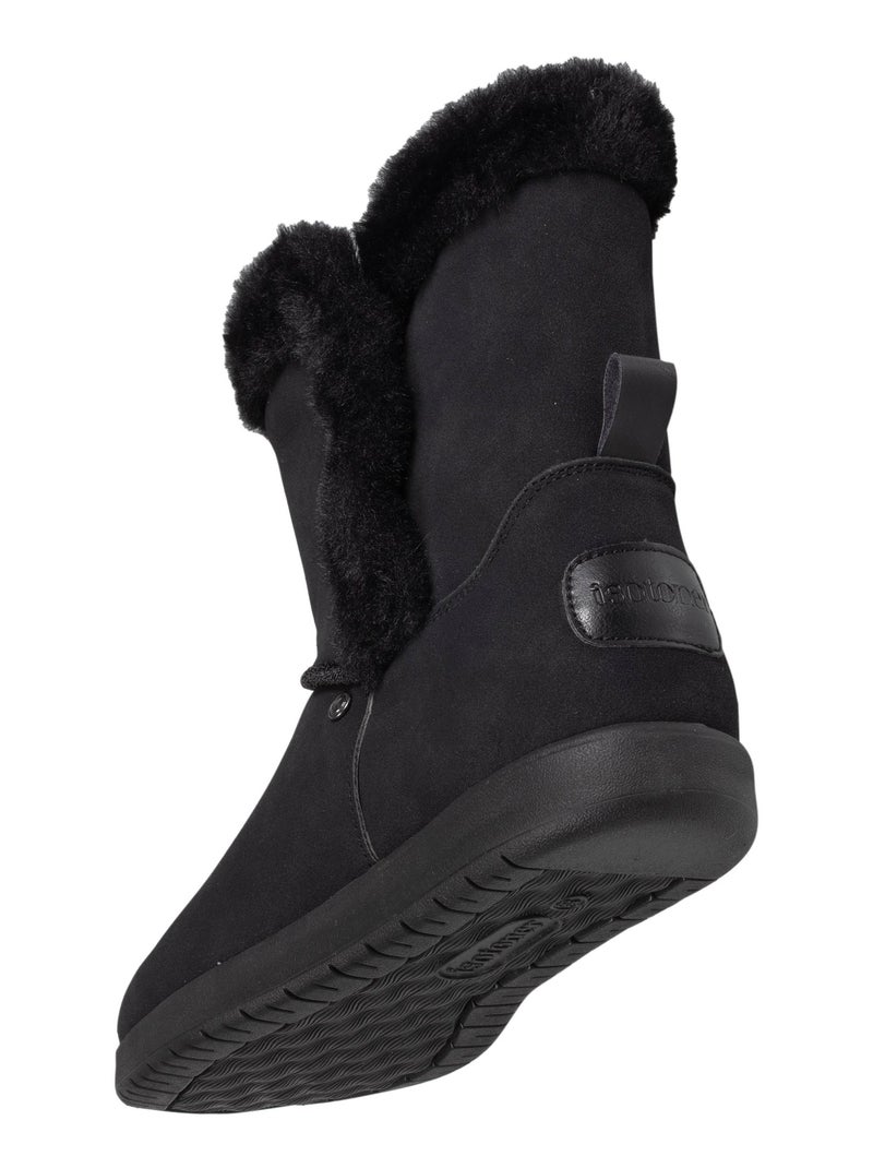 Bottines avec revers fourré, semelle mousse à mémoire de forme  Isotoner Noir - Kiabi
