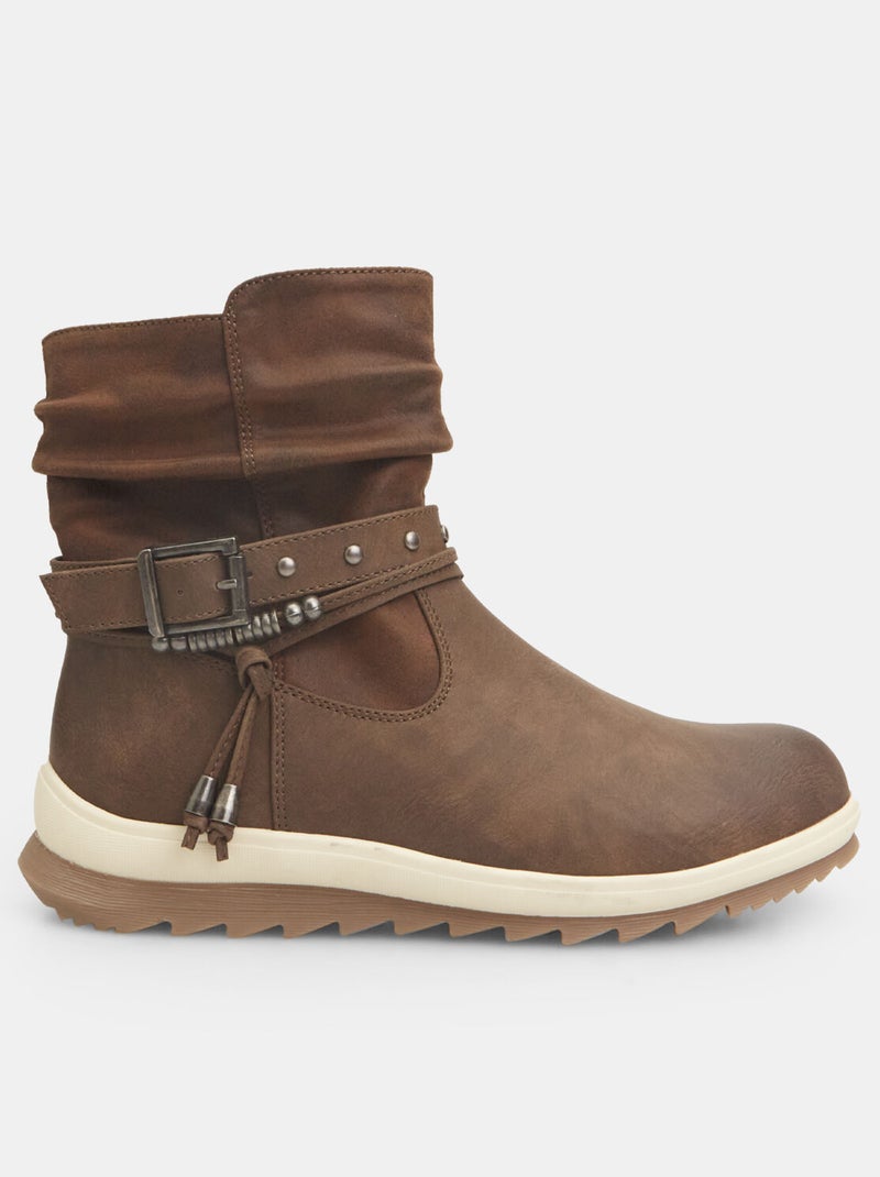 Bottines avec sangle et boucle BATA Marron - Kiabi