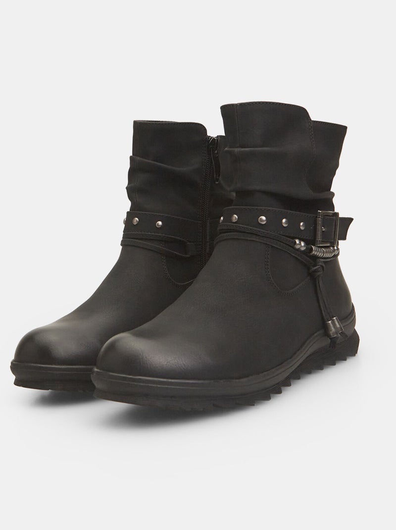 Bottines avec sangle et boucle BATA Noir - Kiabi