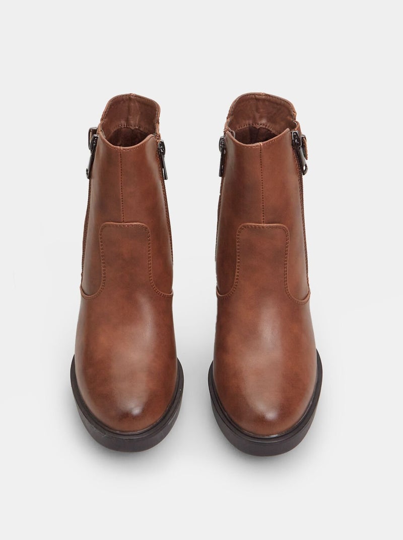 Bottines avec talon et boucle BATA Marron - Kiabi