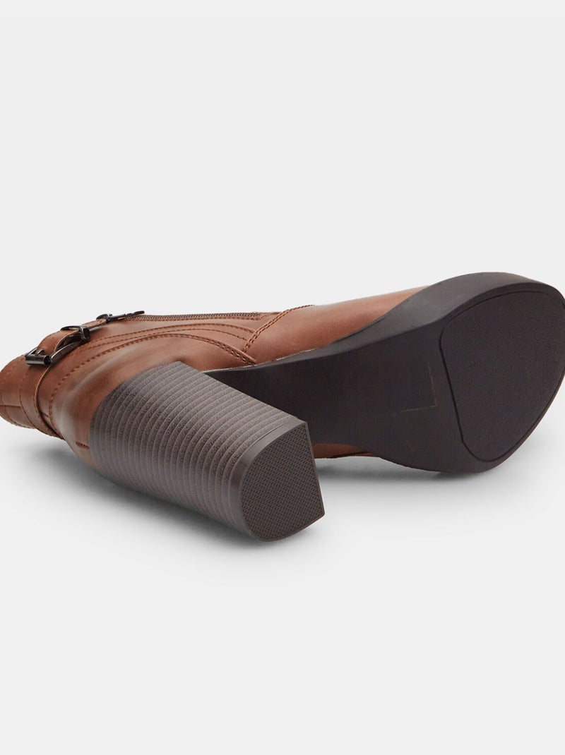 Bottines avec talon et boucle BATA Marron - Kiabi
