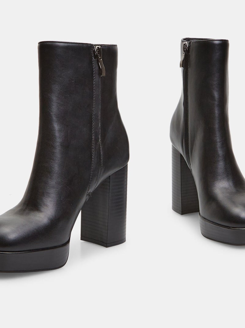 Bottines avec talon large BATA Noir - Kiabi